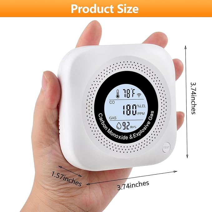 Carbon Monoxide Detectors, 3Pack 4-in-1 Natural Gas Leak Detector, Portable Carbon Monoxide Detector, Plug in Wall with AC Socket and Temperature & Humidity Monitoring for RV, Home, Hotel (White) - Image 6