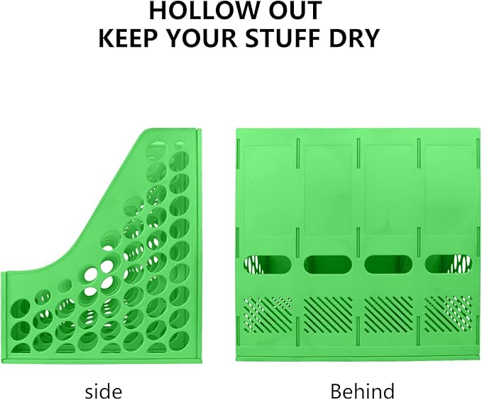 SAYEEC Magazine File Holder, Plastic Desk Organizer File Folder Holder for Desk with 4 Vertical Compartments, Sturdy Desktop Binder Organizer Home Accessories Storage for Office Organization (Green) - Image 4