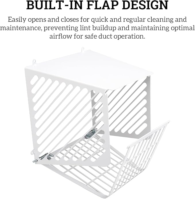 Outdoor Dryer Vent Cover with Open/Close Flap – Fits 5–6 Inch Vent Caps, Heavy-Duty Metal Dryer Vent Screen, Animal Guard, Weather-Resistant, Easy to Install (8.5"Lx8.5"Wx7.5"H) - Image 3