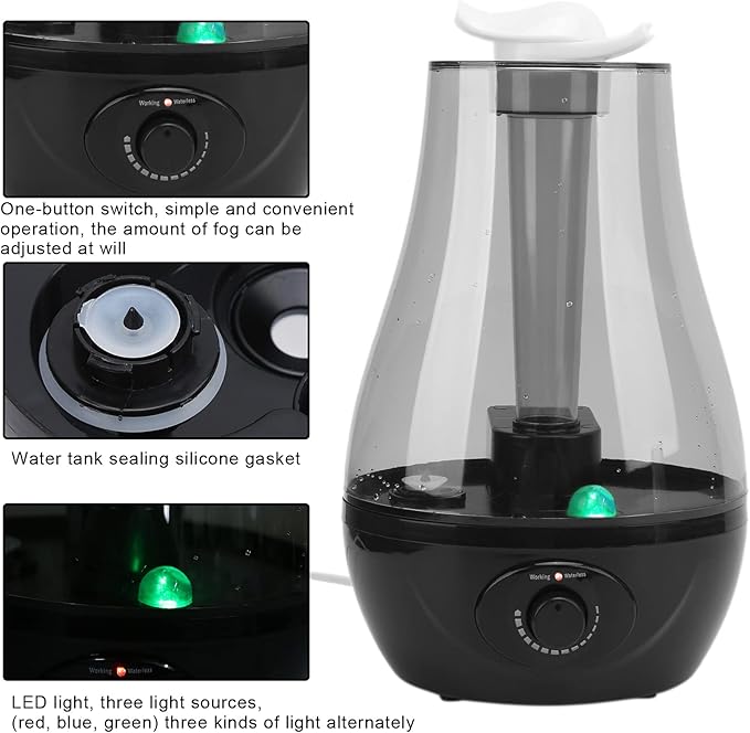 110-220v Air Humidifier Diffuser Mini Double Spray Ultrasonic Atomizer with Night Light for Home Yoga Office Bedroom Pet House(US Plug) - Image 4