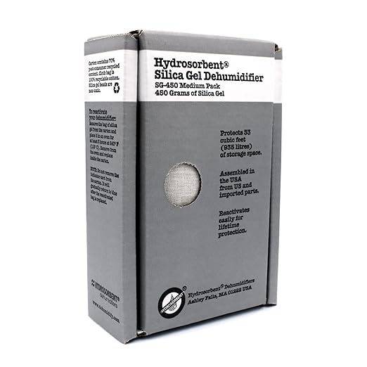 HYDROSORBENT® Gun Safe Dehumidifier Rechargeable Silica Gel 450 Gram Carton. Moisture Absorber. Reusable Desiccant Dehumidifier for Gun Safe – Made in USA Silica Gel Desiccant. 1 Unit - SG450 by HydrosorbentDehumidifiers