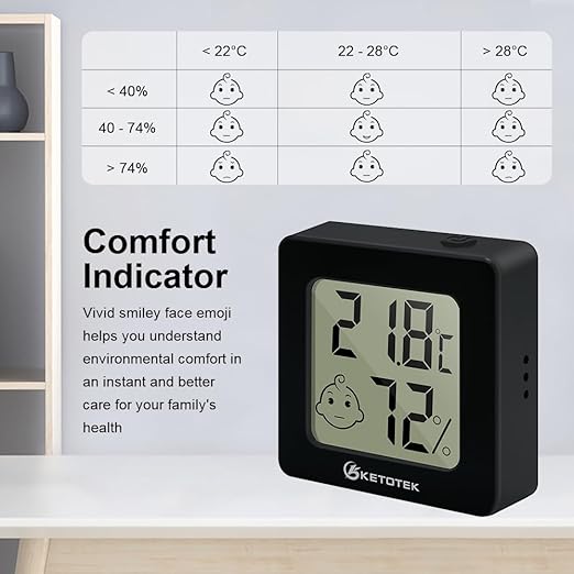 KETOTEK 5 Pack Digital Hygrometer Indoor Thermometer Mini Temperature and Humidity Monitor with Comfort Indicator for House Baby Room Office - Image 5