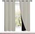 NICETOWN 100% Blackout Window Curtain Panels, Full Light Blocking Drapes with Black Liner for Nursery, 72-inch Drop Thermal Insulated Draperies (Natural, 2 Pieces, 42-inch Wide Per Panel) by NICETOWN
