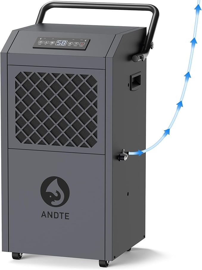 Andte 190 Pints Commercial Dehumidifier with Pump for 3,500 Sq. Ft. - Industrial-Grade Moisture Removal for Basements, Garages & Water Damage Restoration by ANDTE