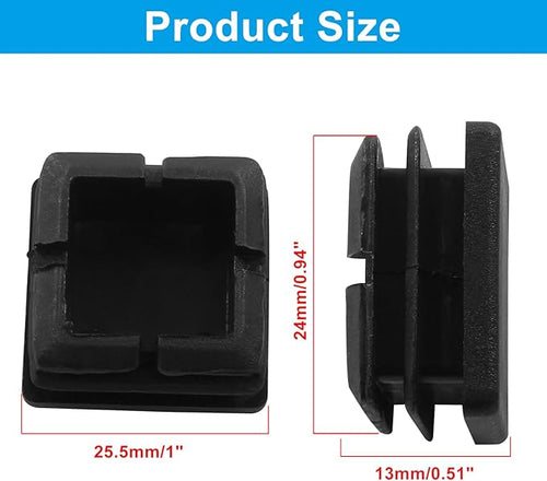 12 Pack 1" Square Plastic Plugs, Black Tubing End Caps Plugs Insert for Square Tube and Furniture Legs - Image 2