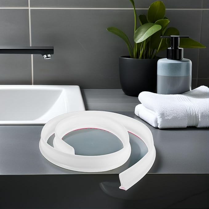 Silicone Water Retaining Strip 1M White 30Mm High Bathroom Water Blocking Strip Flexible Self-Adhesive Toilet and Shower Room Barrier for Wet and Dry Separation - Image 5
