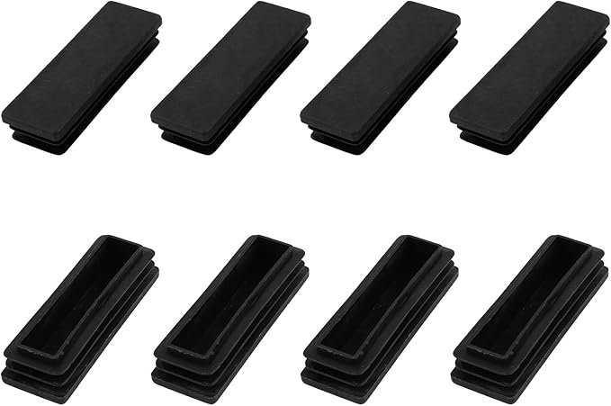 METALLIXITY Rectangle End Caps (75 x 25mm) 12Pcs, Plastic Rectangle Tube Inserts Threaded End Blanking Caps Protector - for Furniture Table Chair Legs, Black by METALLIXITY
