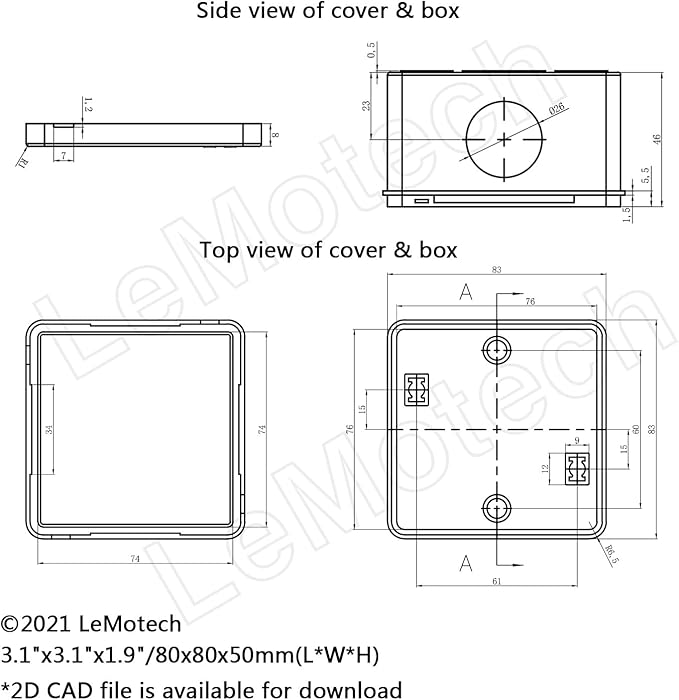LeMotech Junction Box, ABS Plastic IP55 Water Resistant and Dustproof, Universal Electrical Enclosure, Outdoor and Indoor Project Box, Outer Size 3.1" x 3.1" x 1.9", White (Pack of 2) - Image 6