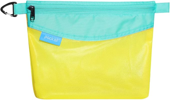 pack all Water-resistant Material Zipper Pouch, Mesh Zipper Bag for Storage, Travel, Office (Medium, Yellow) by packall