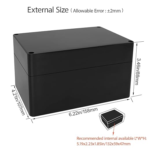 LeMotech Electrical Box ABS Plastic Project Box IP65 Waterproof Junction Box Project Case Universal Enclosure for Electronics Black 6.2X 4.2X 3.4 inch (160x110x90mm)（Pack of 1 - Image 2