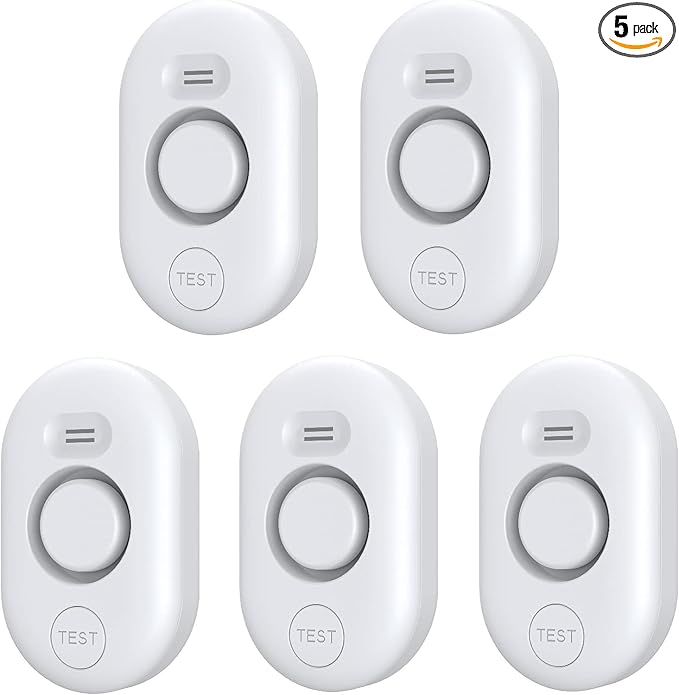 5 Pack Water Leak Detectors for Home, 100dB Water Sensor Alarm for Basement,Flood Leakage Detection Devices for Pipe/Drain/Sink/Faucet Drip Alert,Floor Flooding in Bathroom/Kitchen/Toilet/Laundry Room by METAK