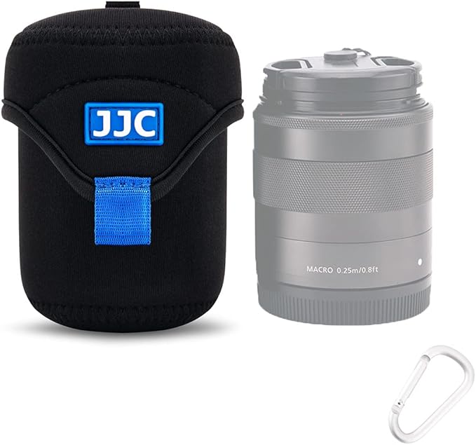 JJC Water Resistant Neoprene Camera Lens Pouch Case, Fold-Over Lens Bag for Mirrorless Lenses Up to 2.6 x 3.1(D X H) for Canon RF 50mm f/1.8, Sony FE 55mm f/1.8, Sigma 56mm f/1.4 etc. by JJC