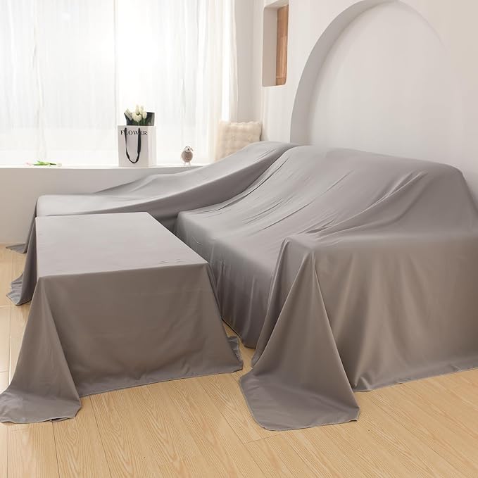 Furniture Cover Multi-Purpose, Indoor and Outdoor Furniture Dust Cover Sofa Cover Dustproof Breathable Mattress Protector Cabinet Cloth Home Dust Block (Gray, 480cm x 500cm(188x196in)) - Image 8