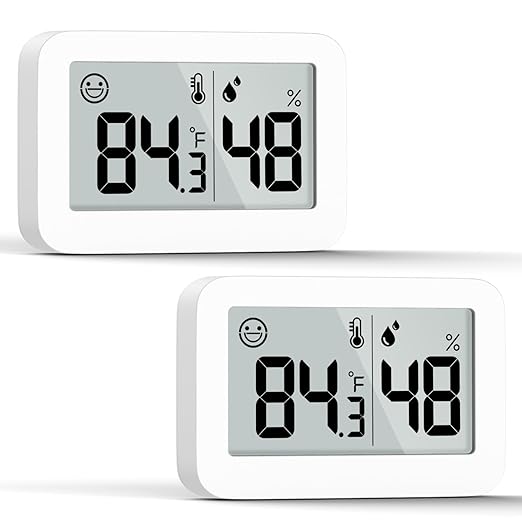 DOOMAY 2-Pack Mini Hygrometer Indoor Thermometer, Humidity Gauge with Switch (℃/℉), Humidity Meter Digital Temperature Monitor for Greenhouse Babyroom Cellar Reptile Incubator Closet by DOOMAY