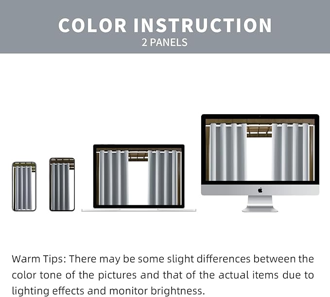 Waterproof Outdoor Curtain W52 x L84 - Grommet Top Sunlight Blocking Window Treatment Drapes Blackout Curtains for Home Bedroom Living Room Outdoor Patio Porch Pergola (Light Gray, 2 Panels) - Image 5