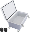 Waterproof Outdoor Electrical Box Junction Box Weatherproof IP67 ABS Plastic Enclosure Switch Router Project Box with Mounting Plate with Wall Bracket 2 Cable Glands Clear 10.23" x 6.3" x 3.94" by YETLEBOX