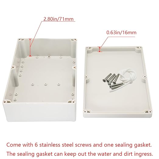 Project Box IP65 Waterproof Junction Box ABS Plastic Electrical Boxes DIY Electronic Project Case Power Enclosure White 10.35x7.17x3.74 inch (263 x 182 x95 mm) - Image 4