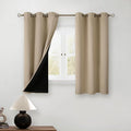 BGment Short 100% Blackout Curtains for Bedroom, Thermal Insulated Energy Efficiency Noise Reducing Grommet Curtains 45 Inch Length with Liner for Small Window 2 Panels Each 42 Inch Wide, Sand by BGment