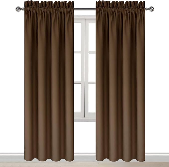 DWCN Blackout Curtains for Bedroom – Thermal Insulated Room Darkening Drapes for Living Room, Brown, W 42 x L 84 Inch, Set of 2 Rod Pocket Curtain Panels - Image 9