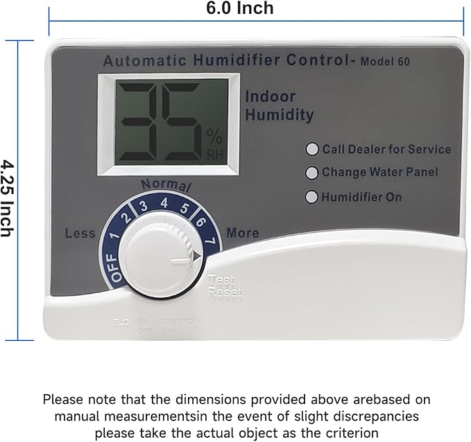 60 Whole House Humidifier Control Humidistat with Outdoor Temperature Sensor - Compatible with 400, 500, 600, 700 Series - Automatic Digital Control for 24VAC Humidifiers - Image 3