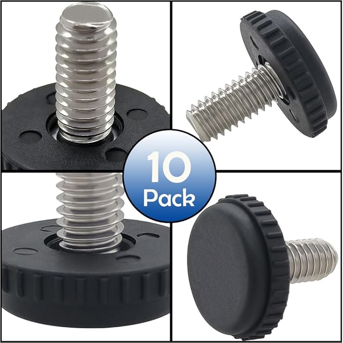 Hooshing 10PCS 5/16-18 Stainless Steel Adjustable Furniture Levelers Screw in Threaded Levenling Feet Glide for Furniture Legs, Table, Chair, Cabinet - Image 3