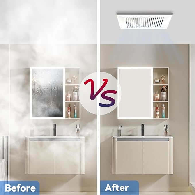Bathroom Exhaust and Ventilation Fan 88CFM, Ultra-quiet Bath Fan Ceiling Mount Exhaust Fan 1.2Sones Household Bathroom Vent Exhaust Fan - Image 8