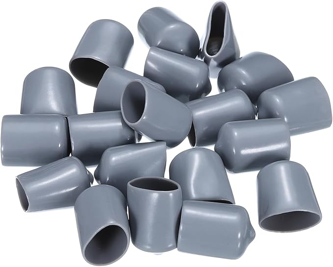 uxcell 20pcs Rubber End Caps 16mm(5/8") ID Vinyl PVC Round Tube Bolt Cap Cover Screw Thread Protectors Grey - Image 4
