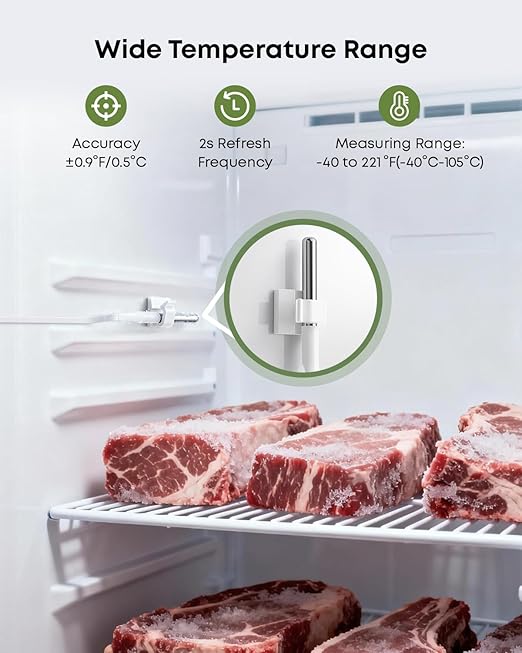 MOCREO WiFi Freezer Thermometer with Alarm, Wireless Refrigerator Temperature Sensor with Remote App Notification, Email Alert, 2 Years Free Data Export, for Home Kitchen Fridge Hot Tub - Image 3