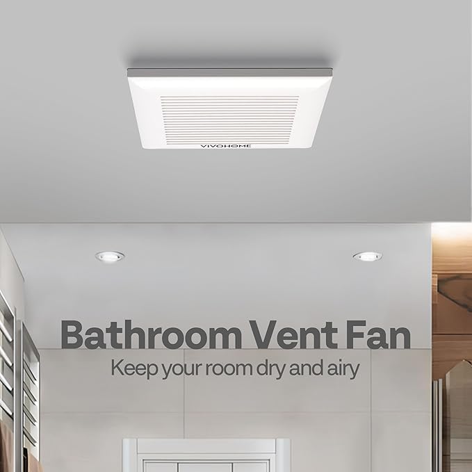 VIVOHOME Ultra-Quiet 80 CFM Bathroom Exhaust Fan, 1.5 Sone 95 Sq.Ft Coverage, 4'' Duct Ceiling Mount, White Shower Ventilation Fan - Image 2