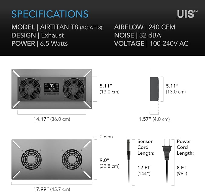 AC Infinity AIRTITAN T8, Crawlspace Basement Ventilator Fan, with WiFi App-Compatible Temperature Humidity Controller, IP-55 Rated, Exhaust - Image 7