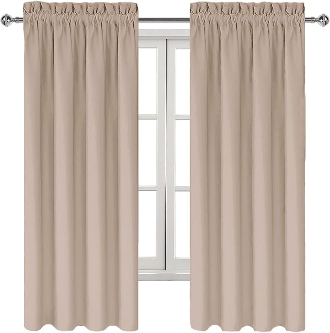 DWCN Blackout Curtains for Living Room Thermal Insulated, Energy Saving & Noise Reducing Bedroom Curtains, Camel, W 38x L 72 Inch, Set of 2 Rod Pocket Curtain Panels - Image 9