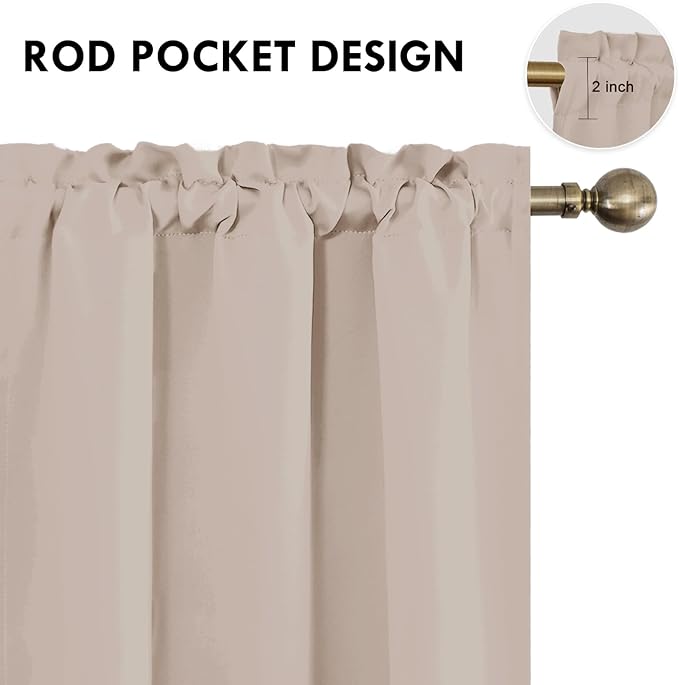 DWCN Blackout Curtains for Living Room Thermal Insulated, Energy Saving & Noise Reducing Bedroom Curtains, Camel, W 42x L 84 Inch, Set of 2 Rod Pocket Curtain Panels - Image 4