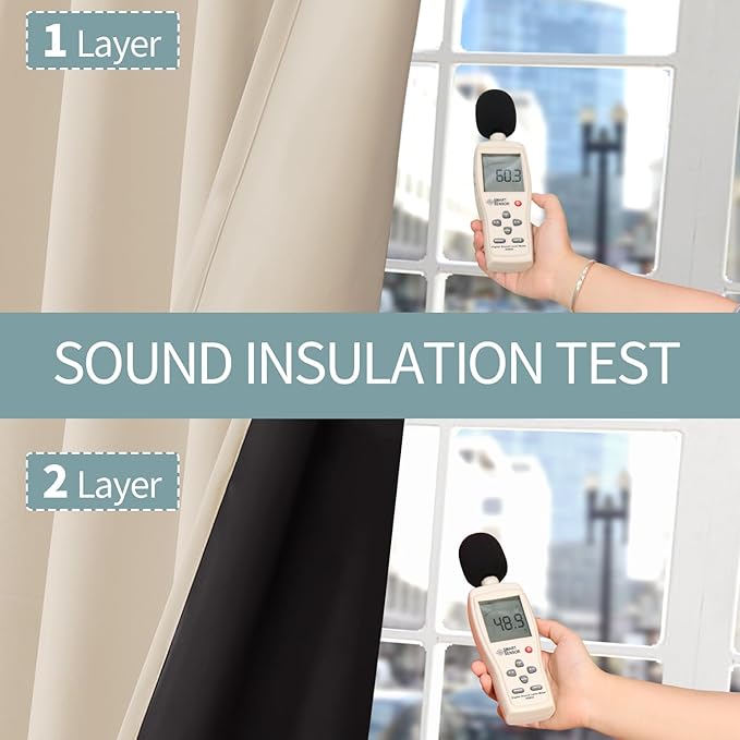 BGment Thermal Insulated 100% Blackout Curtains 72 Inch Length 2 Panels, Total Light Blocking Curtains for Bedroom, Grommet Window Drapes with Thick Black Liner, 42 Inch Wide Each Panel, Champagne - Image 7