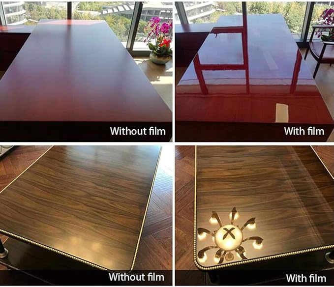 HOHOFILM Self Adhesive Clear Table Protective Film for Dining Room 27.5" x16ft Table Heat Resistance Waterproof Protection Cover for Kitchen Dining Table,Countertop,Wood Table - Image 4