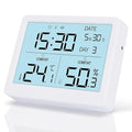 Indoor Digital Thermometer & Humidity Meter, Home Hygrometer Temperature Gauge with Date, Clock, Adjustment Brightness, Terrarium, Incubator, Greenhouse by Unknown