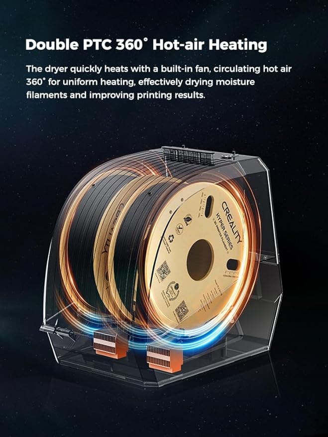 Creality Filament Space Dry Box Plus Bundle with PLA White, Black, Grey, Rainbow, 3D Printing Filament 1kg X 4 Spools - Image 5