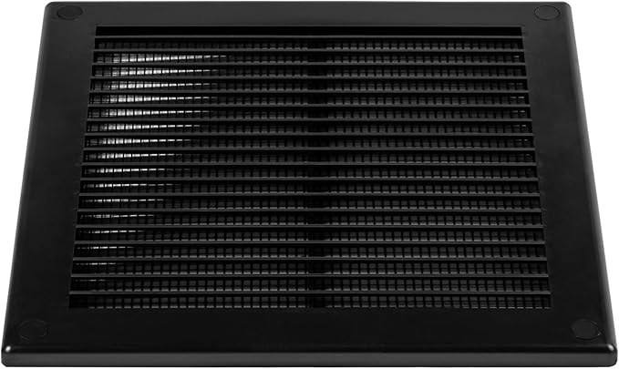 2-Pack 10" x 10" (Outer Size) Square Air Vent Cover – Black Plastic Vent Deflector - Screen Mesh, Surface Mount Wall Ceiling – Cold Air Return Soffit Air Vent Cover - Register Indoor Outdoor - Image 8