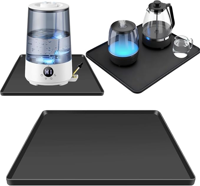 Silicone Drip Mat for Humidifiers, 19x19 Square Raised Edge Drips Tray Compatible with Vicks, Dreo Levoit, Homvana, Rosekm Humidifier, Protects Carpet & Floors from Leaking by Unknown