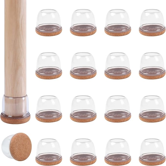 Ezprotekt 24 Pcs Clear Chair Leg Floor Protectors for Hardwood Floors, Floor Protectors for Chairs, Felt Furniture Pads Covers, Chair Leg Socks Bar Stool Leg Floor Protectors Caps (M Fit: 0.87"-1") by VisittheEzprotekt