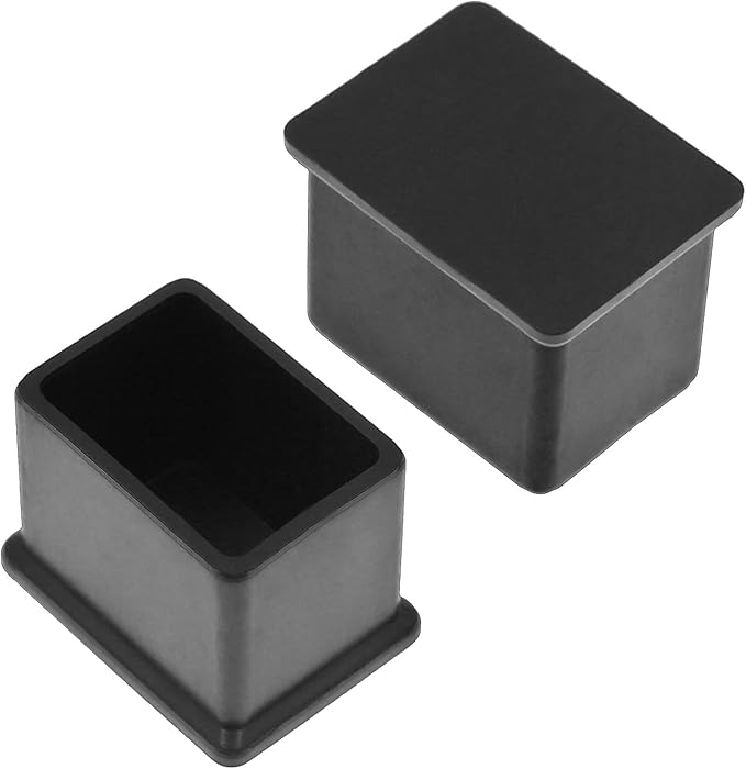 20Pcs Rectangle Rubber Furniture Leg Caps (3/4" x 1.18" / 20 x 30mm), Black Vinyl Flexible Chair Leg Floor Protectors for Patio Indoor Chair Table Bed - Image 3