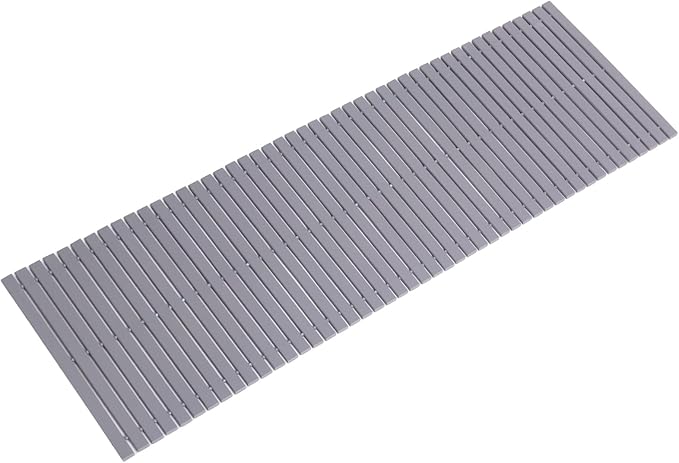 Bath Mat Bathroom Runner Long Large Rugs Floor Wood Shower Bathtub Waterproof Non Slip Accessories 16x48 Inch Easy to Clean, Striped Grey, 1 pc by Fovlaurs