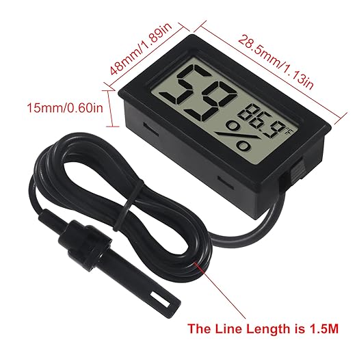 6-Pack Mini Digital Thermometer Hygrometer with Probe Indoor Temperature Humidity Meter Gauge LCD Fahrenheit Display Hygrometer Thermometer Gauge, Black - Image 4