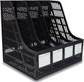SAYEEC Desktop Magazine Holder Desk File Organizer 4 Compartments Vertical File Dividers Book Holder Frames Document Cabinet Rack Storage Organizer Box for Home Office School Black by SAYEEC