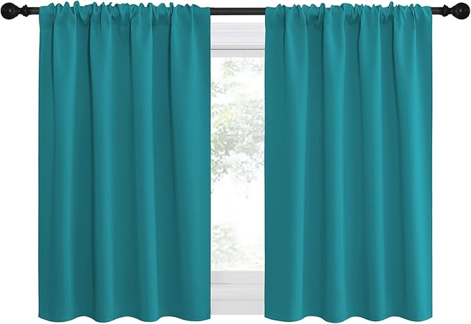 NICETOWN Peacock Blue Blackout Curtains Panels for Window, Thermal Insulated Rod Pocket Blackout Drapes/Draperies for Living Room (2 Panels, W42 x L36 inches) - Image 2