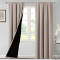 H.VERSAILTEX 100% Blackout Curtains for Bedroom 42 Inches Wide Thermal Insulated Blackout Curtains 84 Inches Long Rod Pocket Curtains for Living Room with Black Liner 2 Panels Set, Natural Sand by HVERSAILTEX