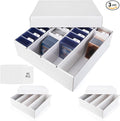 Trading Card Storage Box, 4 Row 3200 Count Collector Cards Box with Divider, White Corrugated Cardboard Compatible with Top Loader Organizer Sorting Tray Box for Sports Cards, MTG, TCG Cards (3-Pack) by XRACV