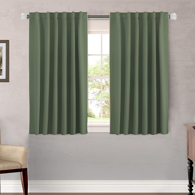 H.VERSAILTEX Blackout Curtains Thermal Insulated Window Treatment Panels Room Darkening Blackout Drapes for Living Room Back Tab/Rod Pocket Bedroom Draperies (2 Panels, Bronze Green, 52 x 45 Inch) by HVERSAILTEX