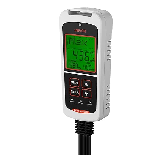 VEVOR Carbon Dioxide Monitoring Controller, Dual Outlets CO2 Monitor & Controller, Carbon Dioxide Sensor Day and Night Detection Feature, NDIR CO2 Sensor for Greenhouse, Laboratories, Classrooms, Home - Image 9