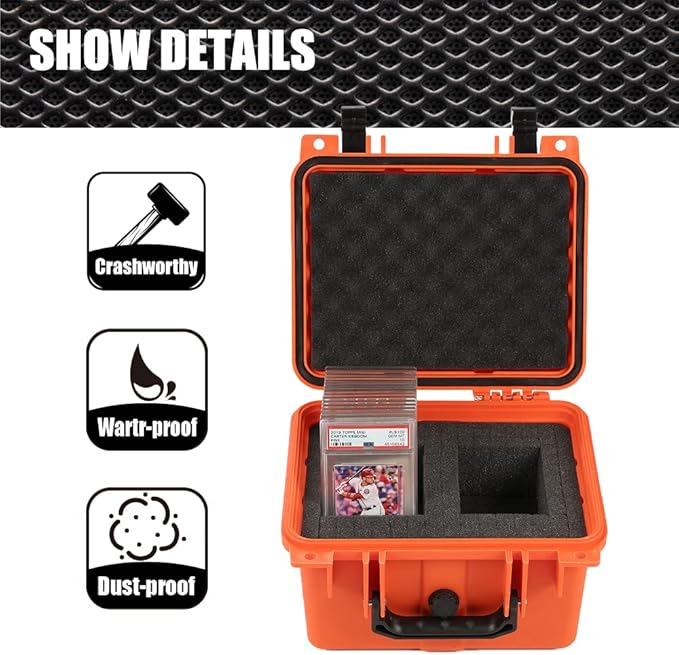 G-PLUS Graded Card Storage Box Compatible with BGS PSA SGC FGS Weatherproof Graded Sports Trading Cards(Small, Orange) - Image 4