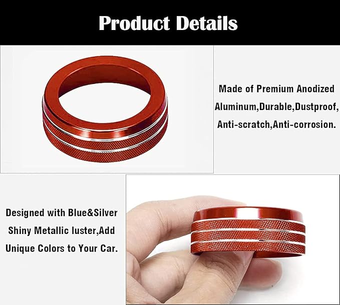Auprite Climate Control Knob Covers for Challenger Accessories 2015-2023 2024, for Dodge Charger 2015-2023 2024, for Dodge Chrysler 300/300s 2015-2024,3Pcs Kit (Red) - Image 7